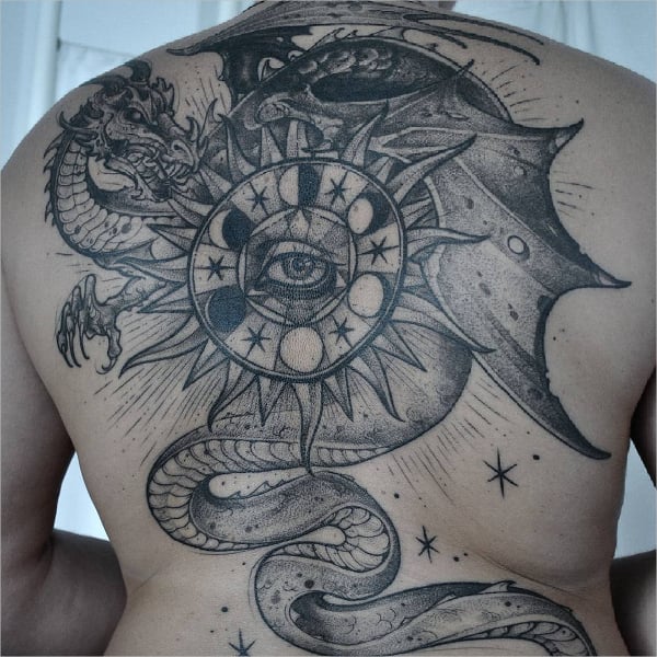wild dragon eye tattoo design