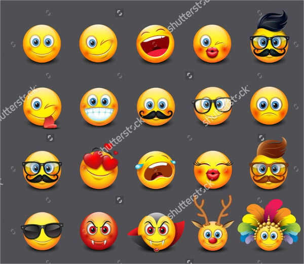 different set of emoticon emojis