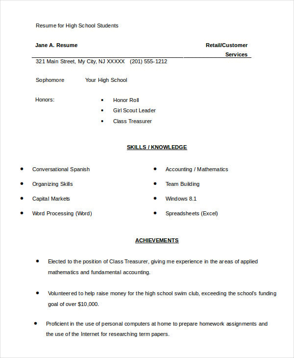 College Student Resume 7 Free Word Pdf Documents Download Free
