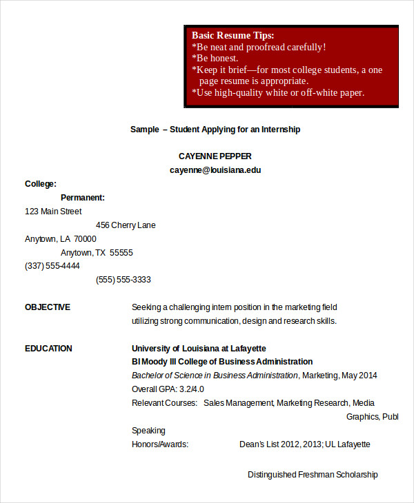 College Student Resume 14+ Free Word, PDF Documents Download