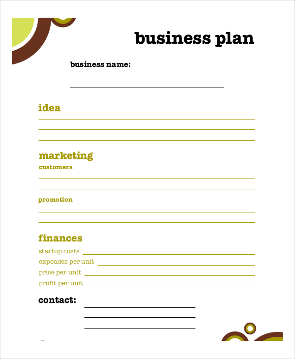 kids business plan free template