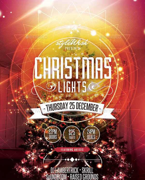 christmas lights flyer template
