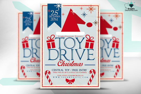 christmas toy drive flyer template