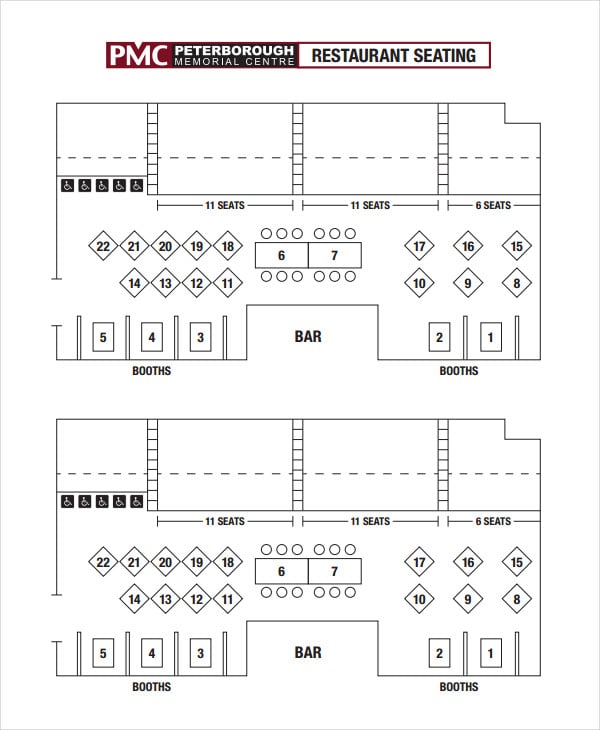 restaurant seating chart template