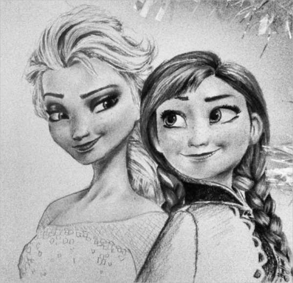 two beautiful girl drawings