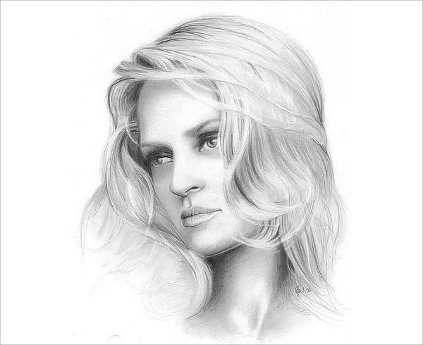 beautiful girl drawing