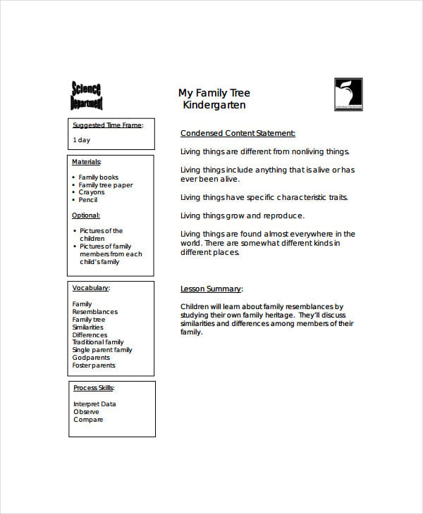 family tree template for kindergarten