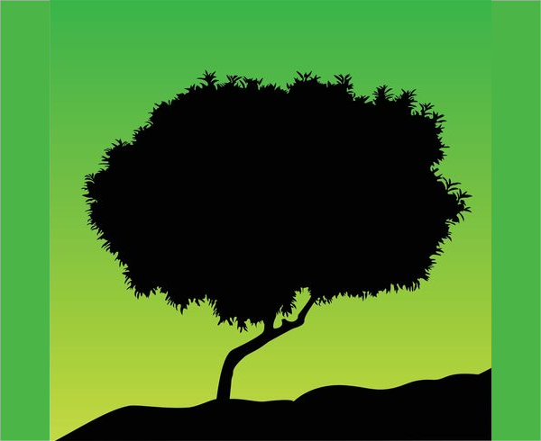 green background tree silhouette vector