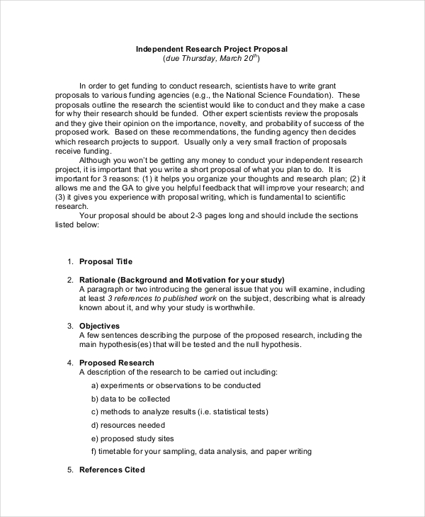 simple research project proposal template