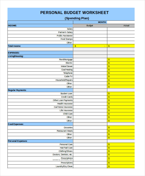 14 Simple Budget Worksheet Templates PDF DOC