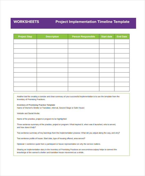 project implementation timeline template