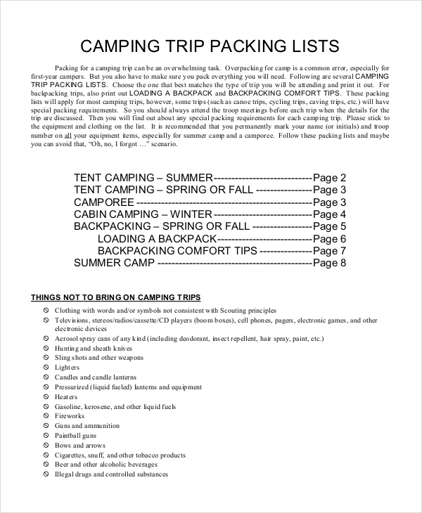 Travel Packing List - 10+ Free Word, PDF, PSD Documents Download