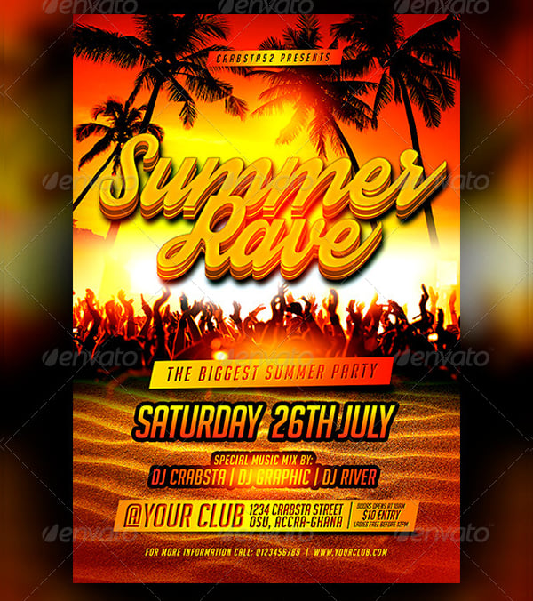 summer rave flyer template