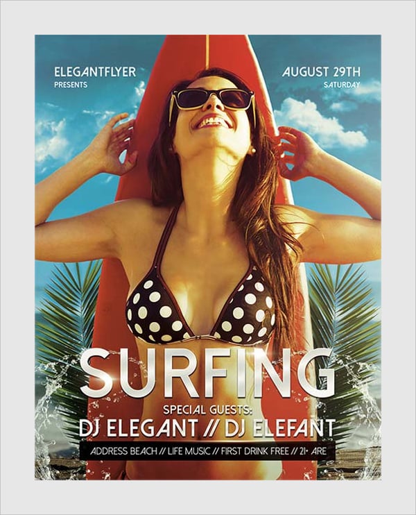 summer surfing event free flyer template