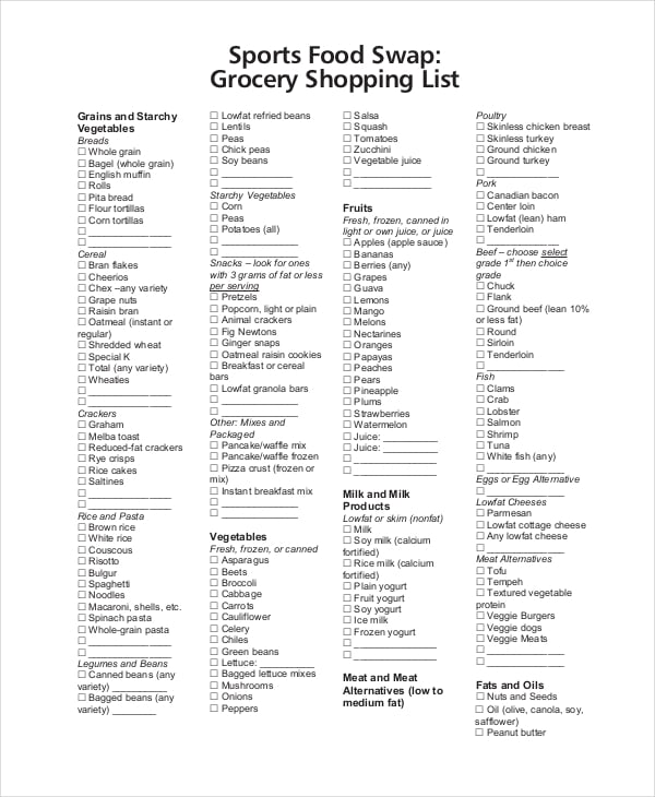 Grocery Shopping List - 19+ Free PDF, PSD Documents Download