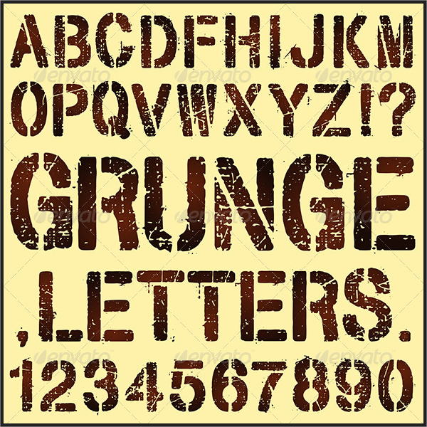 grunge stencil letters