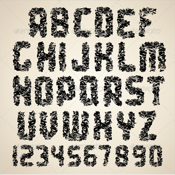 vector grunge letters and numbers