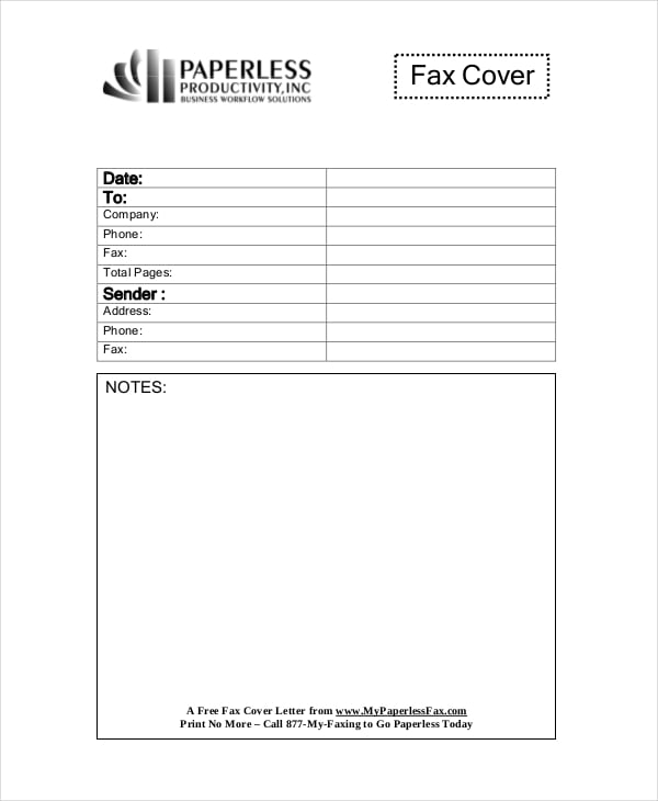business fax cover letter example