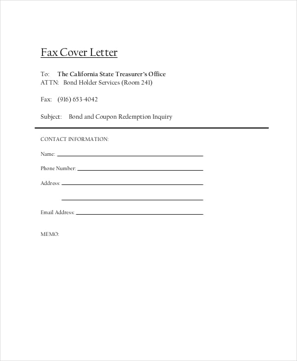 blank fax cover letter template