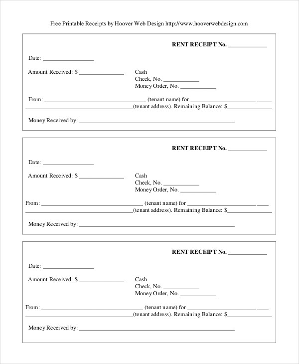 printable receipt for rent payment