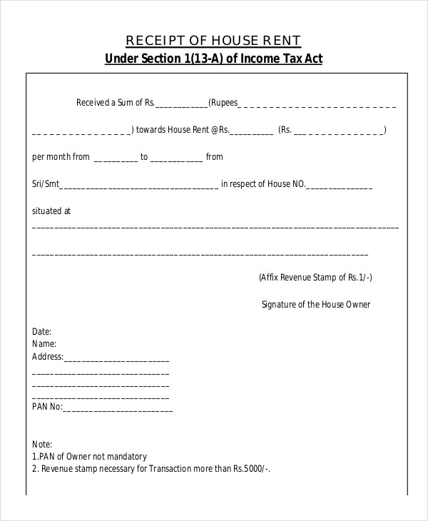 Rent Receipt Rebate In Income Tax