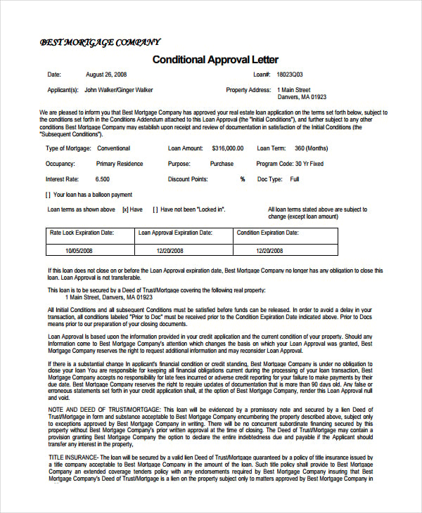 mortgage pre approval letter template
