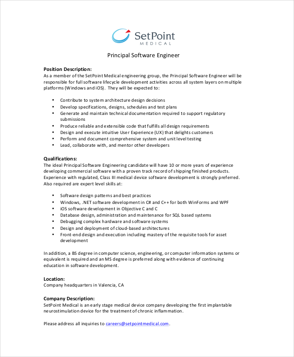 Software Engineer Job Description Linkedin