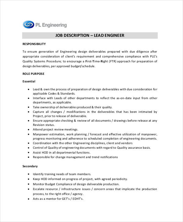 Software developer roles and responsibilities template