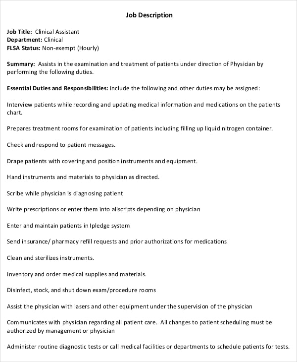 clinical-medical-assistant-job-description