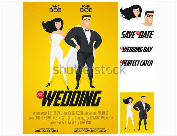 funny super hero movie poster wedding invitation