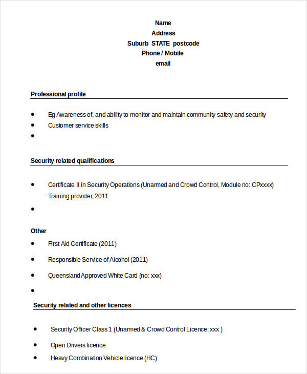 Security Guard Cv Word Format from images.template.net