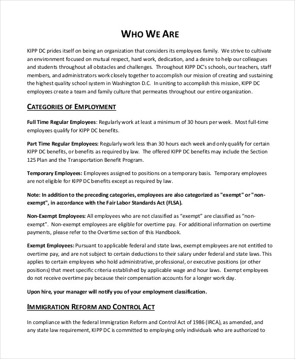 Employee Handbook Template 12+ Free Sample, Example, Format