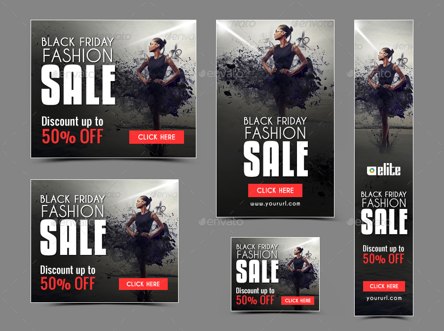 flat design black friday fashion banner