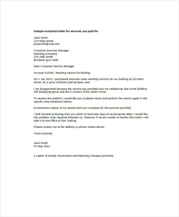9+ Complaint Letters - Free Sample, Example, Format