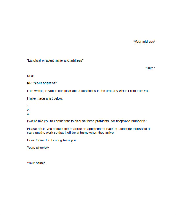 property complaint letter