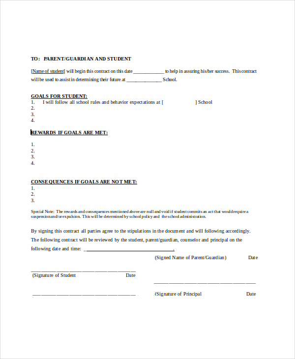 student behavior contract
