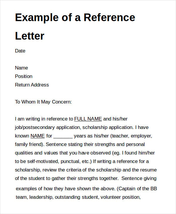 personal reference letter to friend