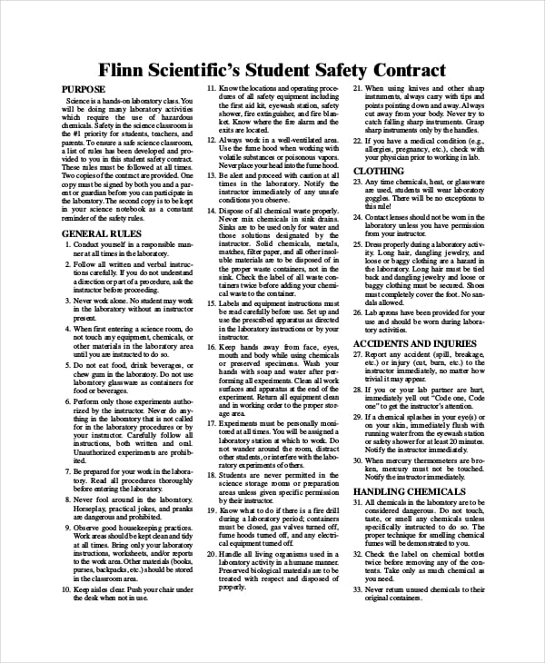 student safety contract