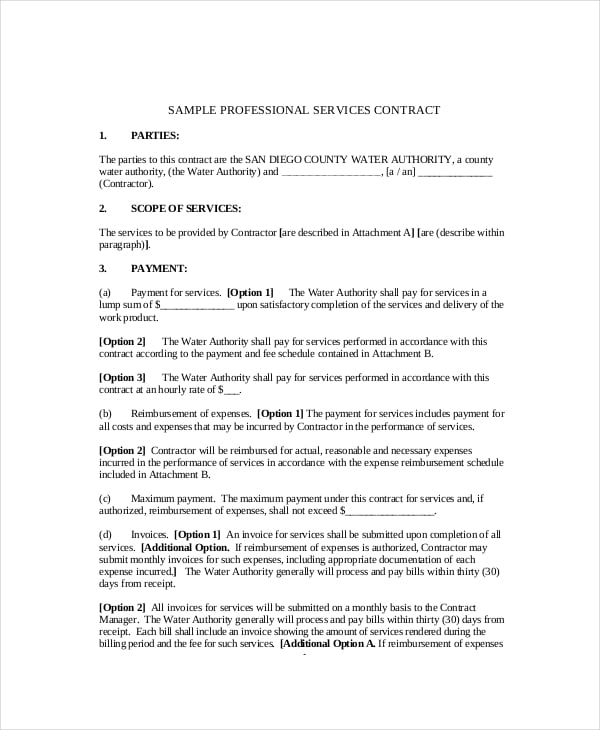 professional service contract