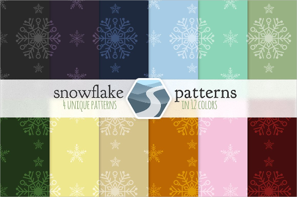 different color snowflake patterns