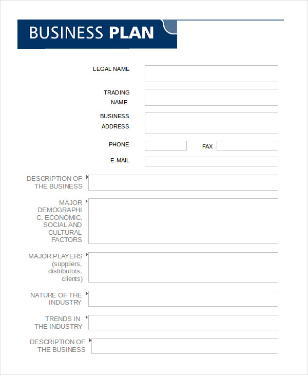 blank business plan template word