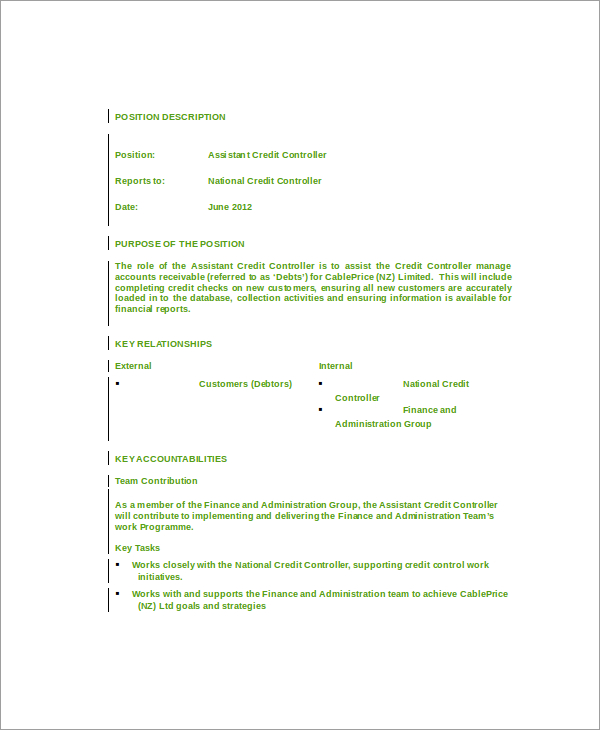 12+ Controller Job Description Templates PDF, DOCS