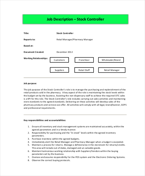 12+ Controller Job Description Templates PDF, DOCS