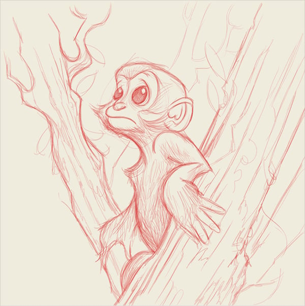 cool monkey drawing