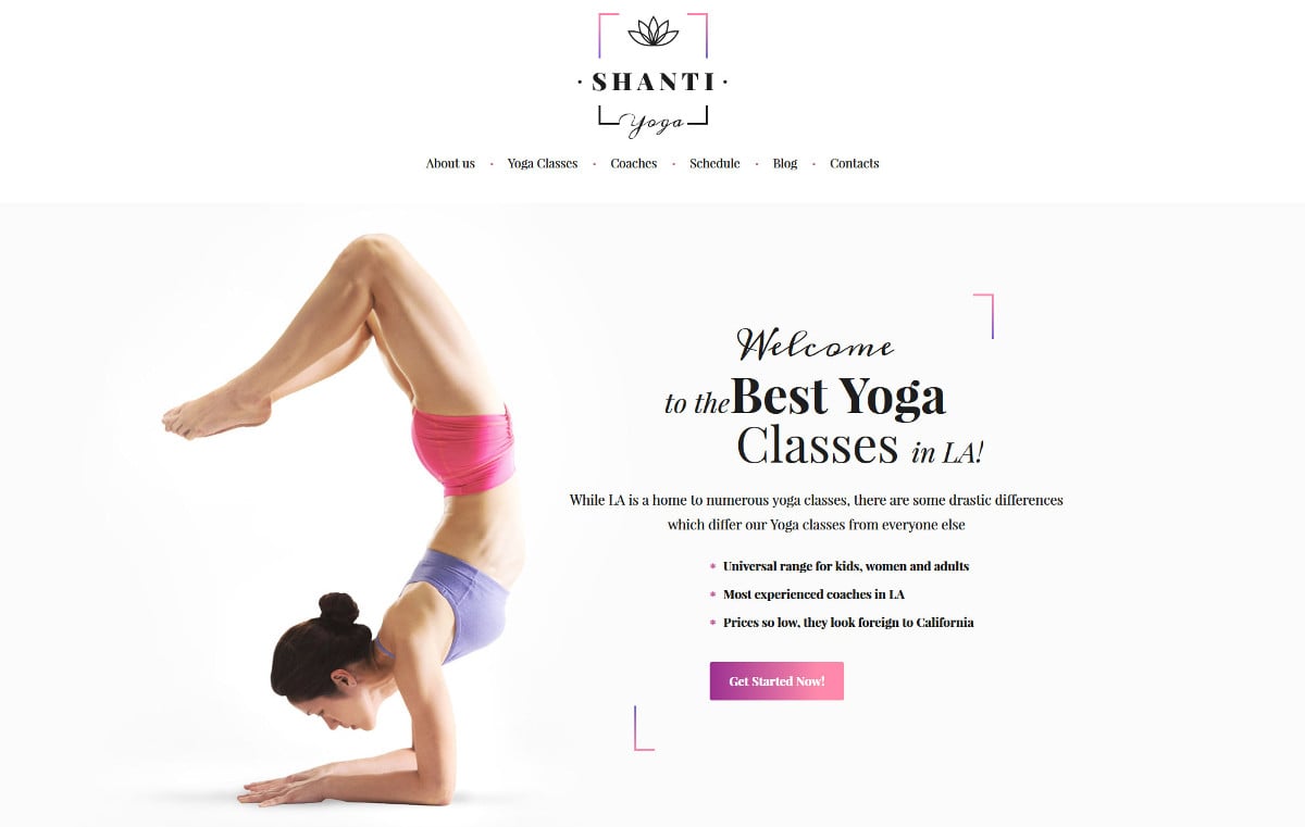 yoga studio responsive wordpress theme