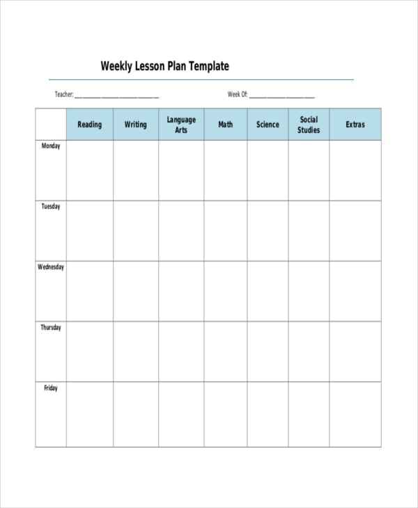 weekly lesson plan template for high school