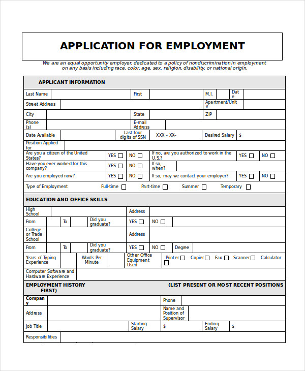 Generic Job Application - 8+ Free Word, PDF Documents Downlaod