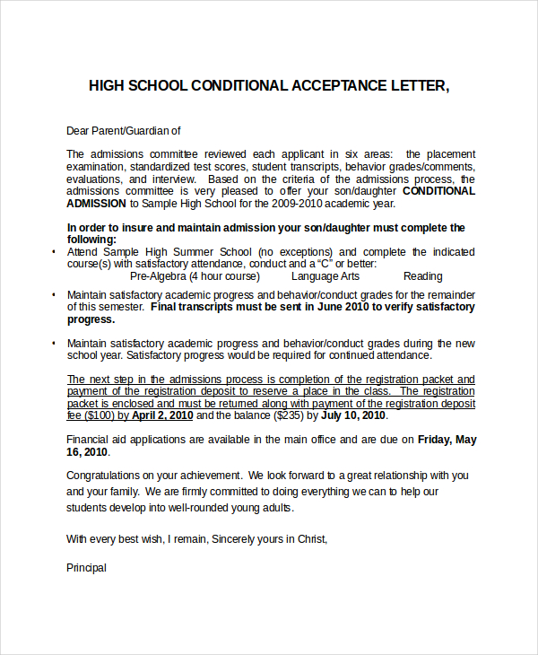 16+ Acceptance Letters Free Sample, Example, Format