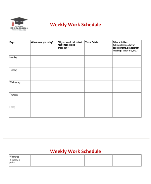weekly work schedule template1