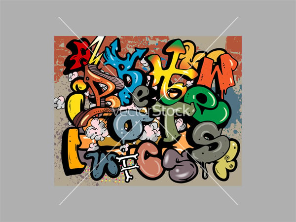 graffiti alphabet vector